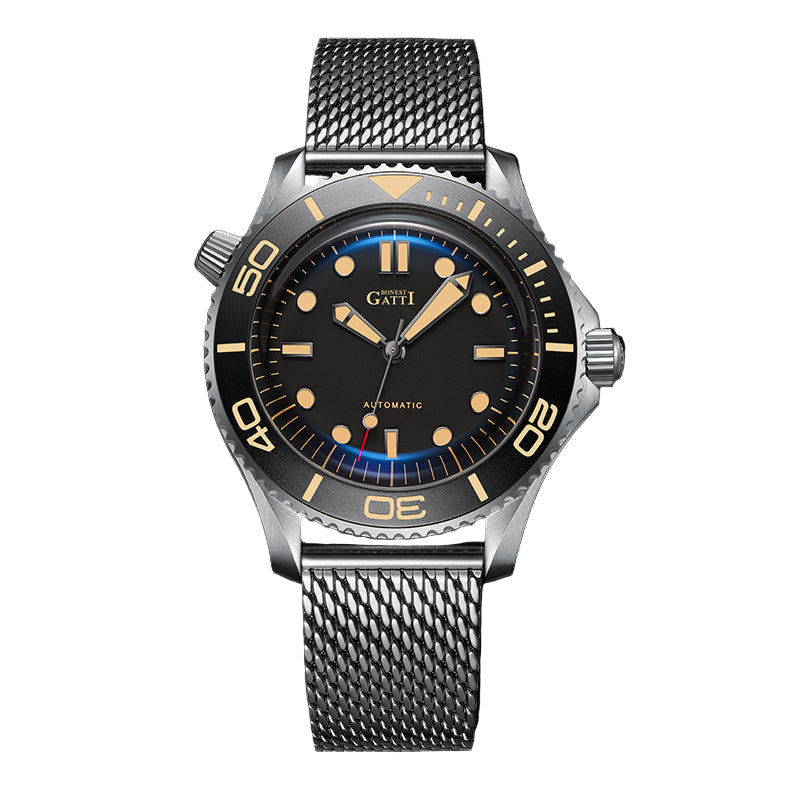 BONEST GATTI Automatic Movement Round Shaped Titanium Alloy Case Sapphire Crystal Nylon Strap Milanese Mesh Bracelet 3ATM Waterproof Luminous BG8001 TIMEMASTER