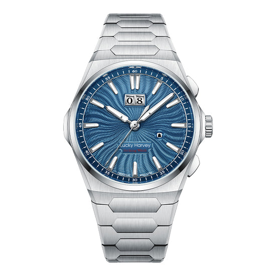 【Limited Edition 300PCS】Sound Of Nature Guilloché Ocean Blue Dial Big Date Chiming Automatic Watch Lucky Harvey TIMEMASTER
