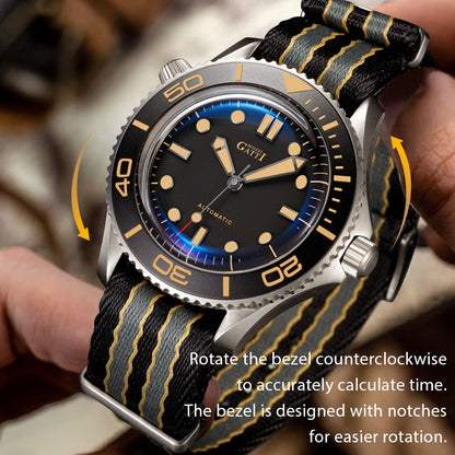 BONEST GATTI Automatic Movement Round Shaped Titanium Alloy Case Sapphire Crystal Nylon Strap Milanese Mesh Bracelet 3ATM Waterproof Luminous BG8001 TIMEMASTER
