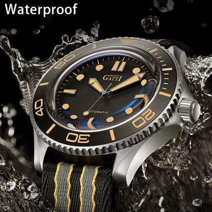BONEST GATTI Automatic Movement Round Shaped Titanium Alloy Case Sapphire Crystal Nylon Strap Milanese Mesh Bracelet 3ATM Waterproof Luminous BG8001 TIMEMASTER