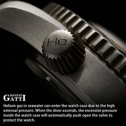 BONEST GATTI Automatic Movement Round Shaped Titanium Alloy Case Sapphire Crystal Nylon Strap Milanese Mesh Bracelet 3ATM Waterproof Luminous BG8001 TIMEMASTER