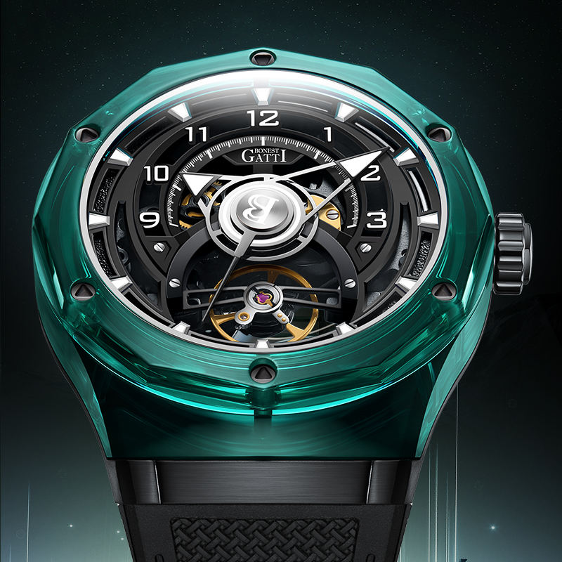 BONEST GATTI High Quality Men Luxury Refined Sapphire Watch case Transparent Luminous Automatic Mechanical Watch for Men BG6003