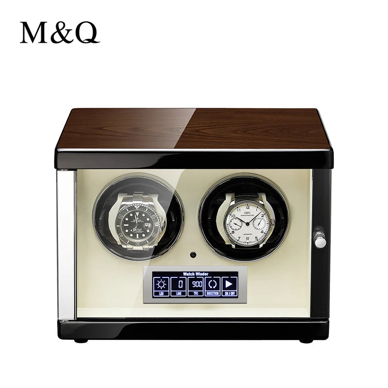Solid Wood Watch Box Automatic Winding Mechanical Watch Winder Storage Collection Box 2 Slots