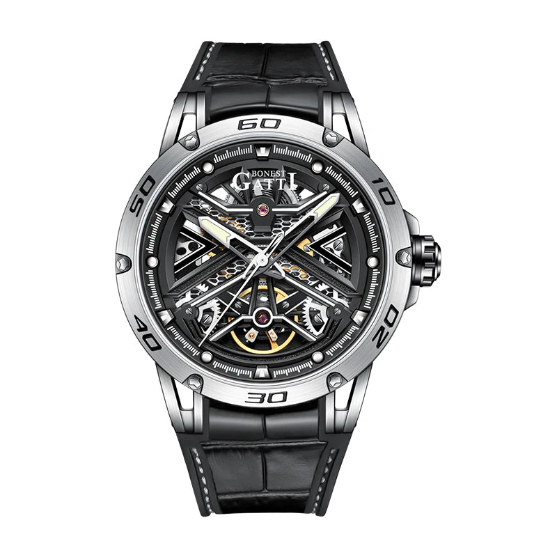 BONEST GATTI Men Stainless Steel Case Fashion Wrist Watch Original Brand Automatic Mechanical Watch BG4601