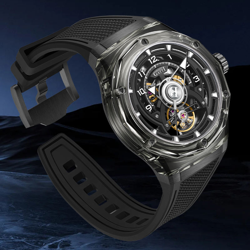 BONEST GATTI High Quality Men Luxury Refined Sapphire Watch case Transparent Luminous Automatic Mechanical Watch for Men BG6003