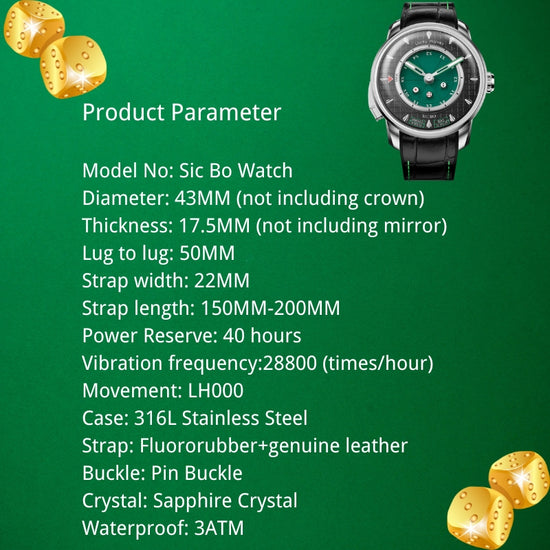 Player Series Green Sic Bo Automatic Watch Lucky Harvey TIMEMASTER