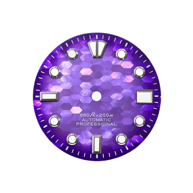 DWD12 Purple Mosaic Dial 28.5mm BGW9 Lume For NH35/NH36 Movement Mother Shellfish SKX007 Natural Dial