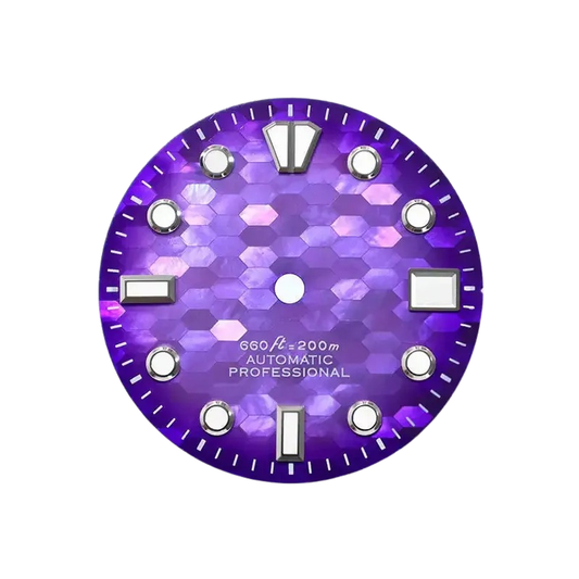 DWD12 Purple Mosaic Dial 28.5mm BGW9 Lume For NH35/NH36 Movement Mother Shellfish SKX007 Natural Dial