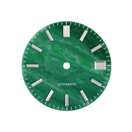 DWD13 28.5mm Dial Green African Jade No Lume NH38 Movement Modified Watch Stone Dial Custom No Date/Date