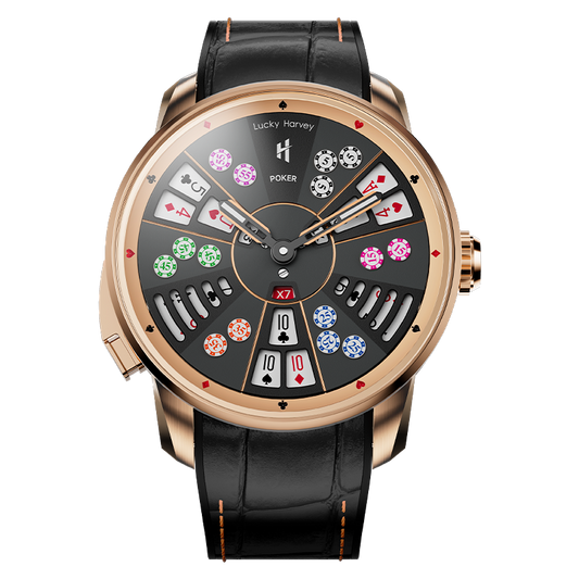 Player Series Gold Three Card Poker Automatic Watch Lucky Harvey