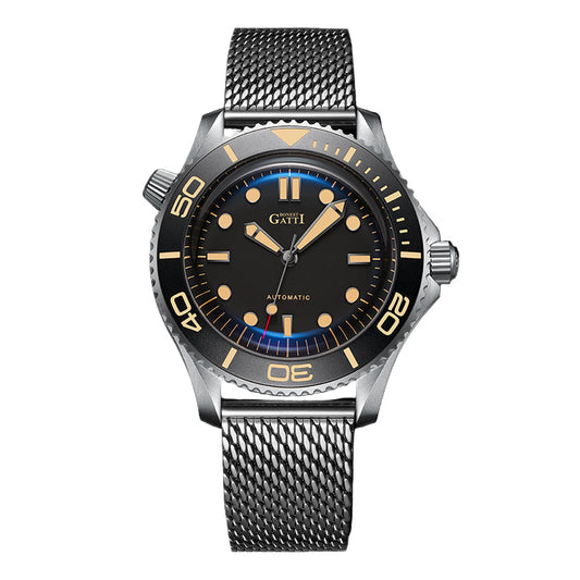 BONEST GATTI Automatic Movement Round Shaped Titanium Alloy Case Sapphire Crystal Nylon Strap Milanese Mesh Bracelet 3ATM Waterproof Luminous BG8001 TIMEMASTER
