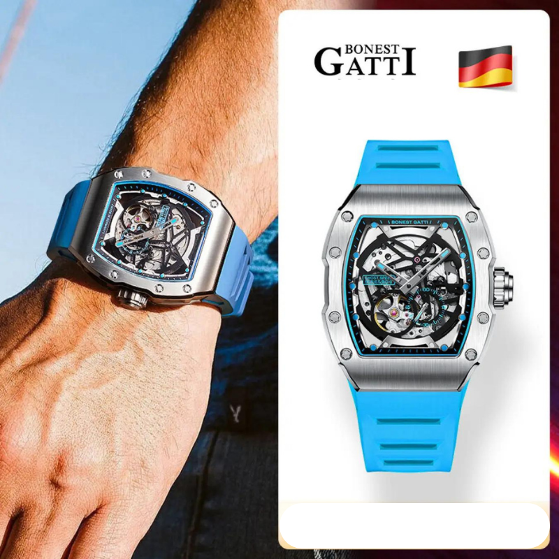 BONEST GATTI 2021 New Hot Sale Luxury Fashion Men Watch Automatic Mechanical Watch BG9901-A1 [BLUE GRAY]