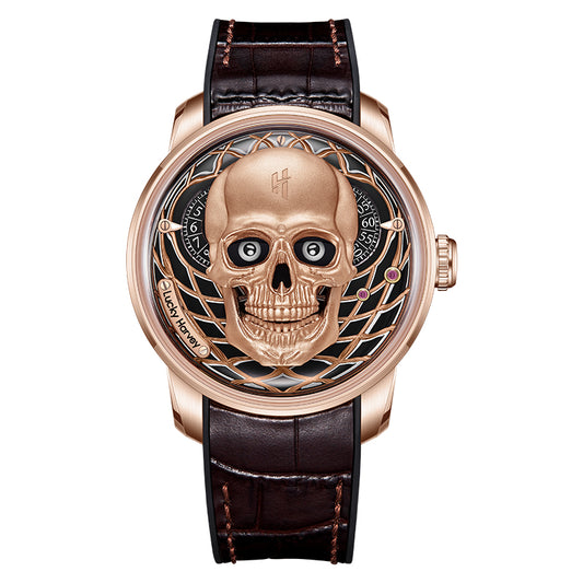 【Limited Edition 111pcs】Rose Gold Skull Automatic Mechanism Watch Lucky Harvey