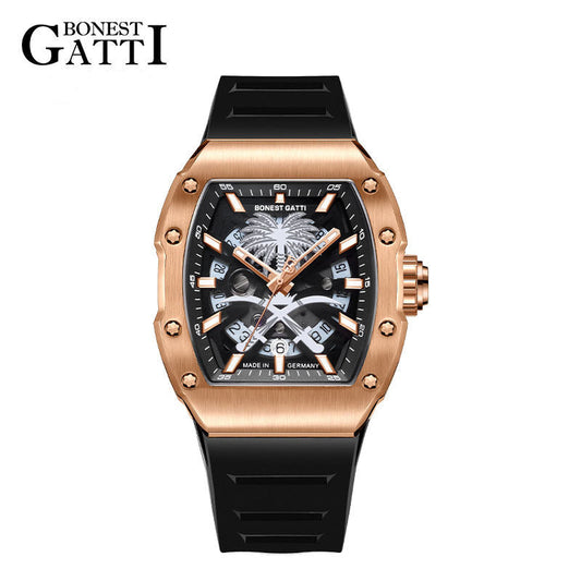Bonest Gatti High Quality Watches Men Fashion Watch Waterproof Rubber Strap Sport Man Watch BG9904-A3 [GOLD]