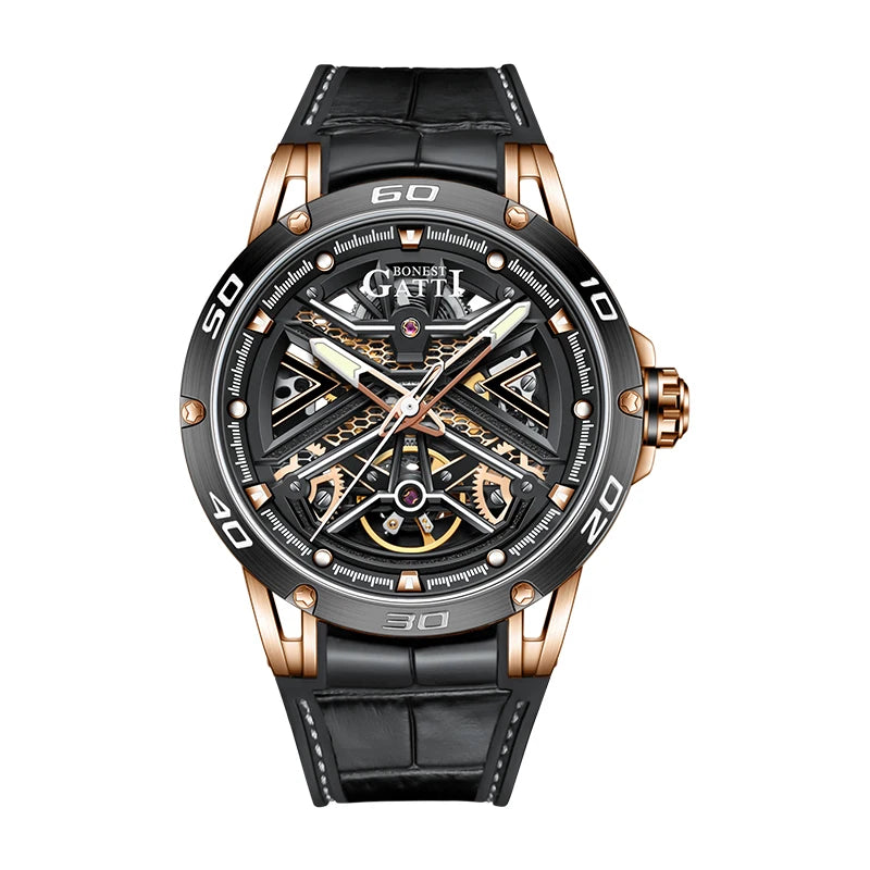BONEST GATTI Men Stainless Steel Case Fashion Wrist Watch Original Brand Automatic Mechanical Watch BG4601