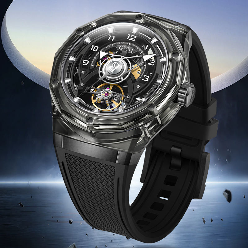 BONEST GATTI High Quality Men Luxury Refined Sapphire Watch case Transparent Luminous Automatic Mechanical Watch for Men BG6003