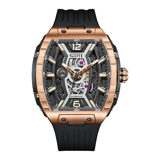 BONEST GATTI New Style High Quality Men Stainless Steel Case Mechanical Automatic Wrist Watch BG5601