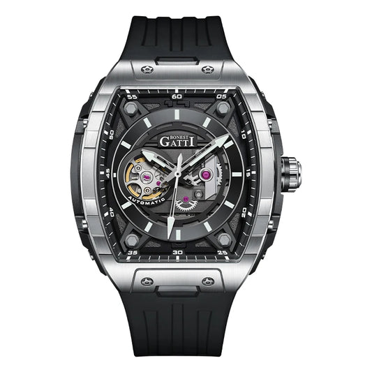 BONEST GATTI Men Wrist Watch Stainless Steel Big Dial New Design Waterproof Mechanical Watch BG5602