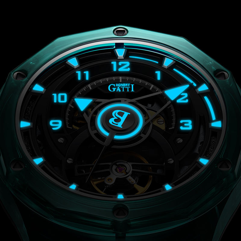BONEST GATTI High Quality Men Luxury Refined Sapphire Watch case Transparent Luminous Automatic Mechanical Watch for Men BG6003