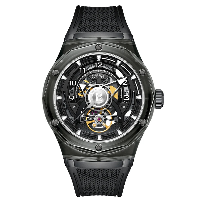 BONEST GATTI High Quality Men Luxury Refined Sapphire Watch case Transparent Luminous Automatic Mechanical Watch for Men BG6003