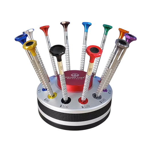 DWT06 12pcs High Quality Metal and Glass Screwdriver Set Bottom Bearing Rotation for Watch Repair Movements Tool