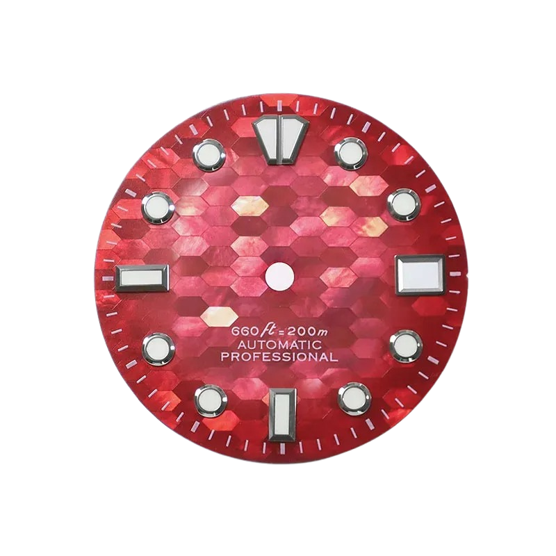 DWD11 Red Mosaic Dial 28.5mm BGW9 Lume For NH35/NH36 Movement Mother Shellfish SKX007 Natural Dial
