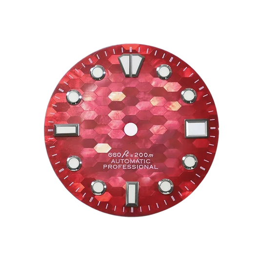 DWD11 Red Mosaic Dial 28.5mm BGW9 Lume For NH35/NH36 Movement Mother Shellfish SKX007 Natural Dial