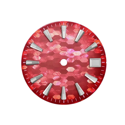 DWD11 Red Mosaic Dial 28.5mm BGW9 Lume For NH35/NH36 Movement Mother Shellfish SKX007 Natural Dial