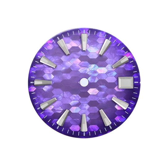 DWD12 Purple Mosaic Dial 28.5mm BGW9 Lume For NH35/NH36 Movement Mother Shellfish SKX007 Natural Dial