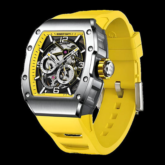 BONEST GATTI Men Watch Luxury Fashion Waterproof Steel Case Automatic Mechanical Movement Watch BG9903-A3 [YELLOW]