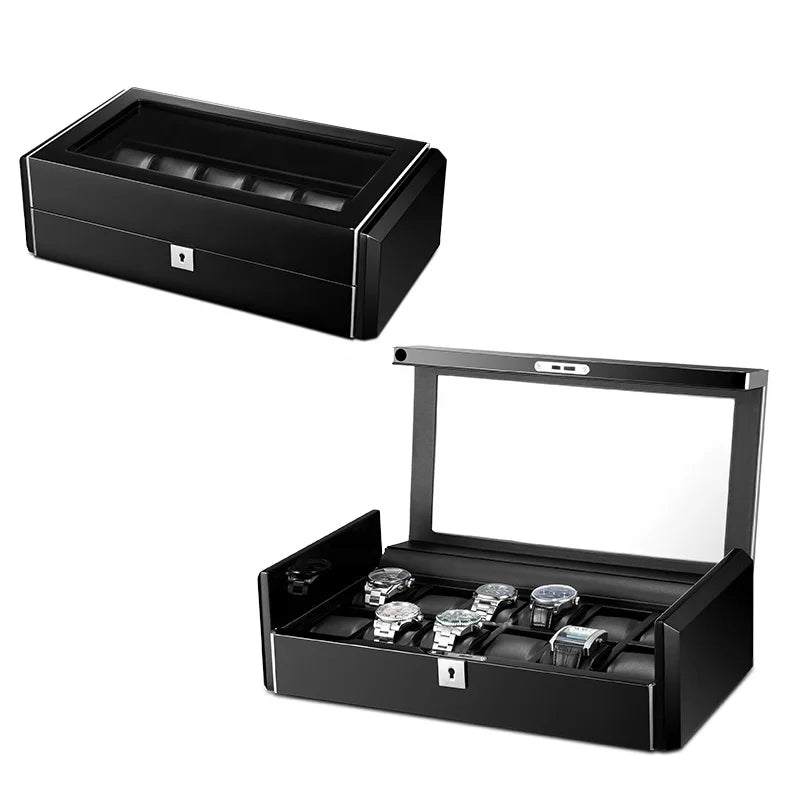 M312 Wood Box Luxury Gift Watch Packaging Box Metal Black Watch Box 12 Pcs
